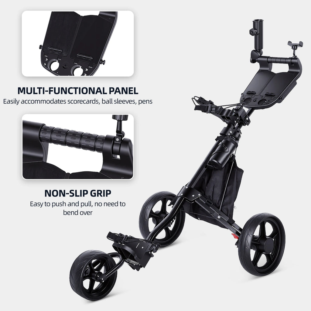 Golf Push Cart 3-Wheel Foldable