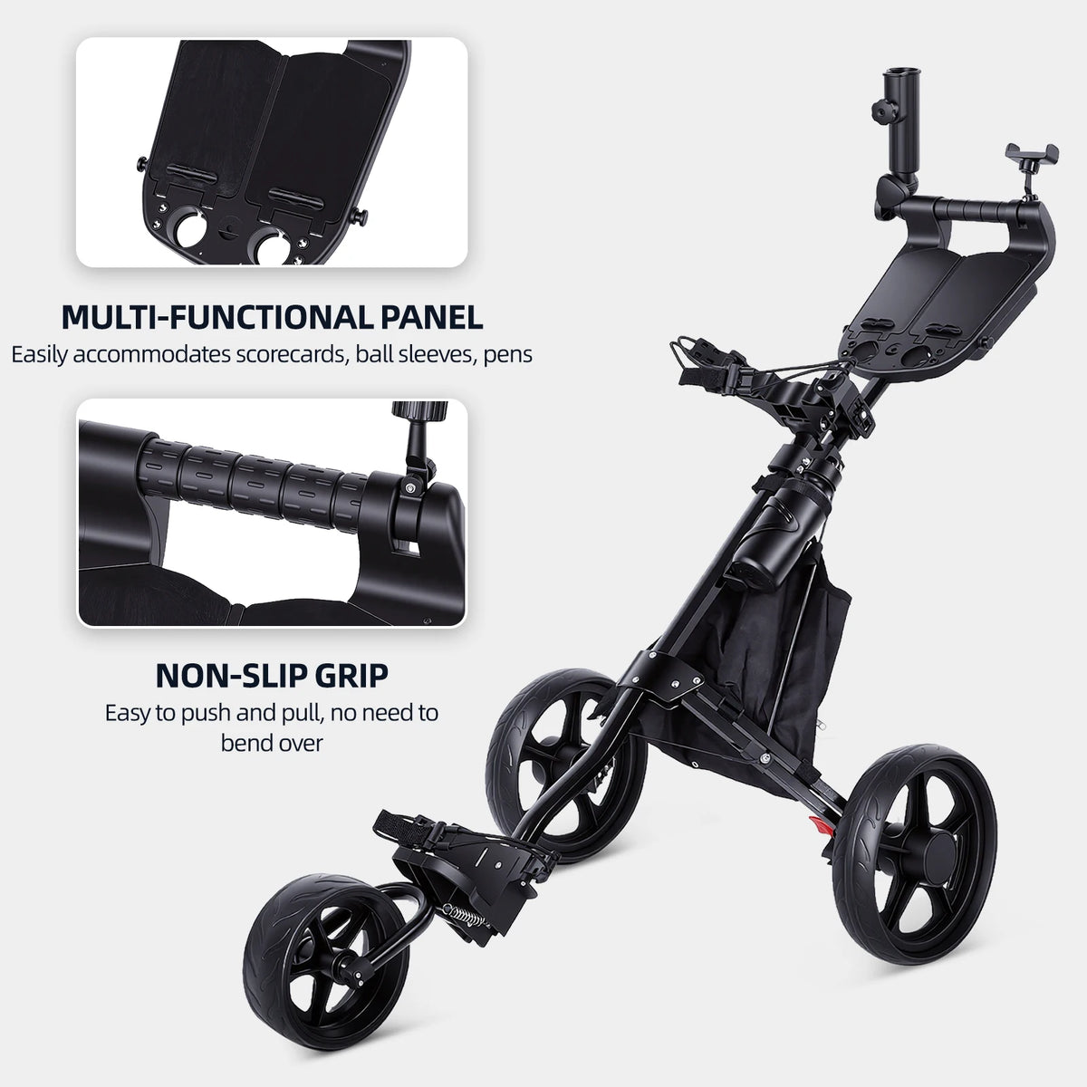 Golf Push Cart 3-Wheel Foldable