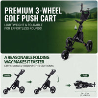 Golf Push Cart 3-Wheel Foldable
