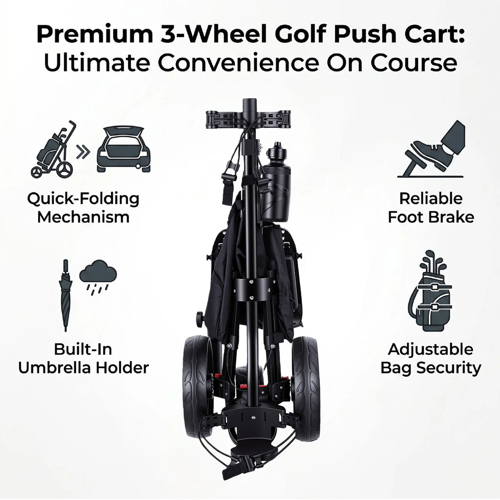 Golf Push Cart 3-Wheel Foldable